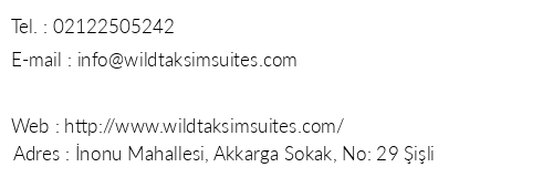 Wild Taksim Suites telefon numaralar, faks, e-mail, posta adresi ve iletiim bilgileri